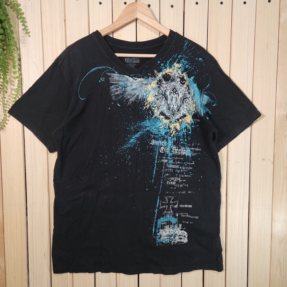 Y2k Sk8 Style, Graphic Tee Black and Blue  Size XL
